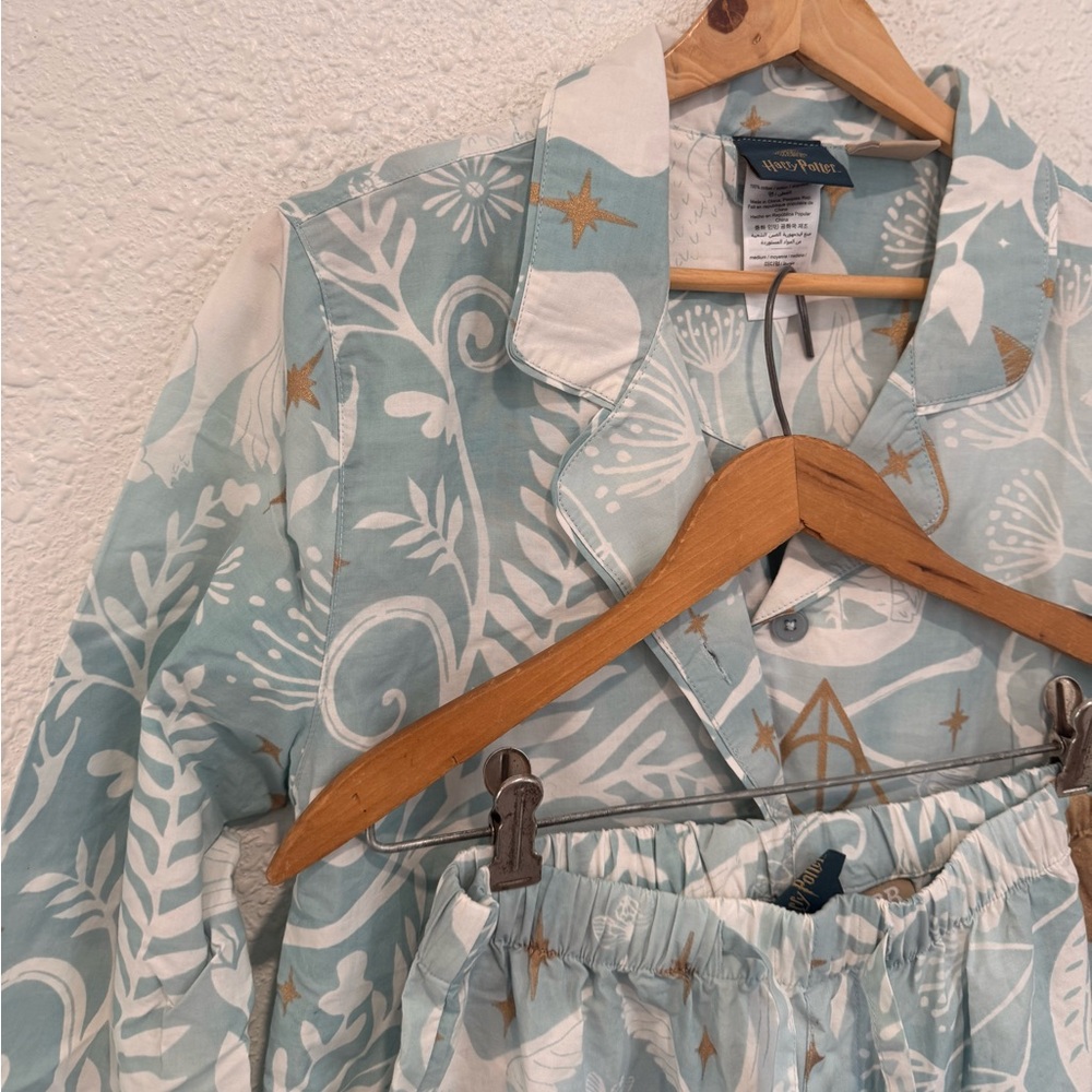 Pottery Barn Teen Harry Potter Magical blue Damask Pajama Set Size Medium - Picture 7 of 10